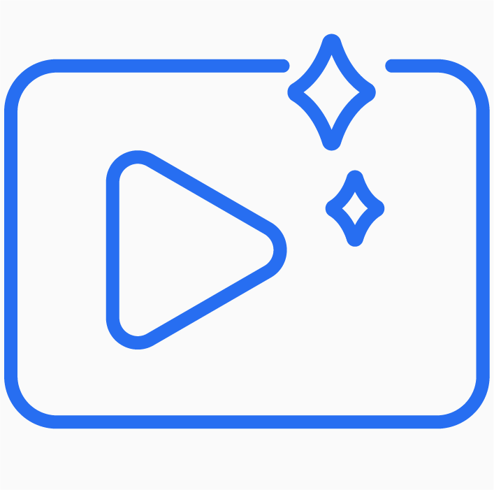Line icon of a video play button and timeline representing video editing