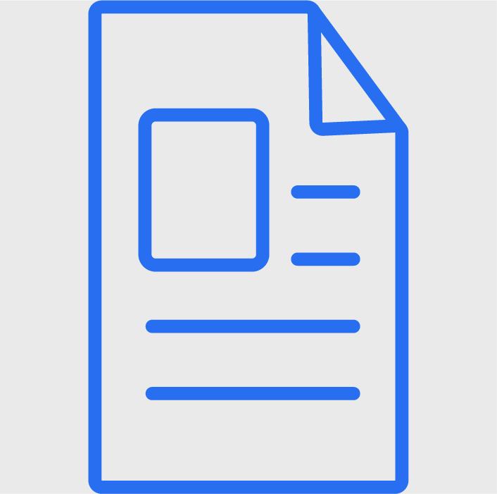 Line icon of paper and print layout representing print design services