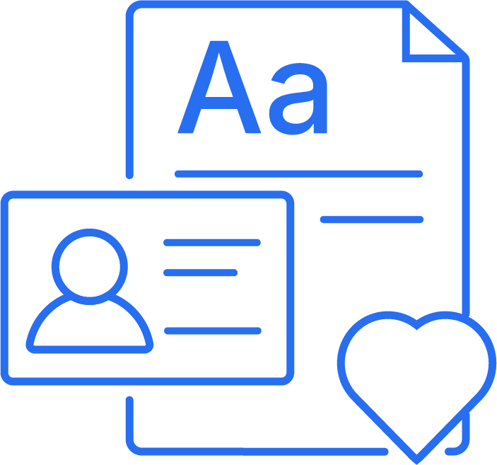 Flat icon showing a collection of brand materials including business cards and letterhead